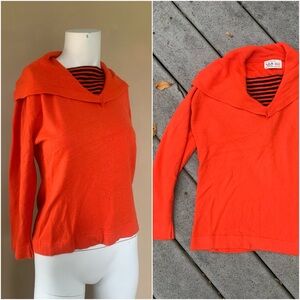 Vintage 1970’s Orange Sailor Collar Sweater || Sailor Neckline Pullover Sweater